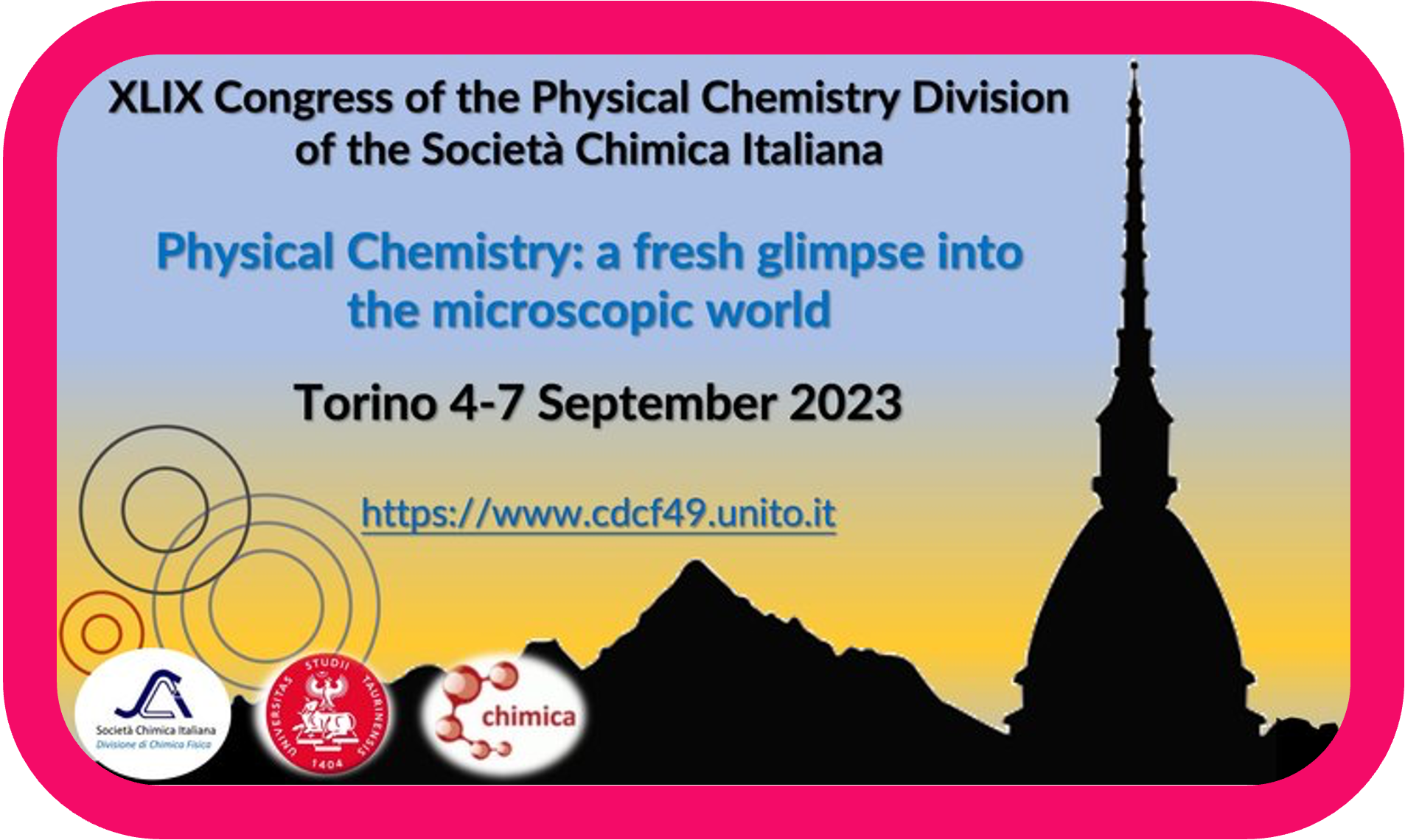 XLIX Congress of the Physical Chemistry Division of the Società Chimica Italiana – 4/7 Settembre 2023 – Torino